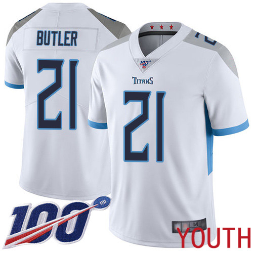 Tennessee Titans Limited White Youth Malcolm Butler Road Jersey NFL Football #21 100th Season Vapor Untouchable